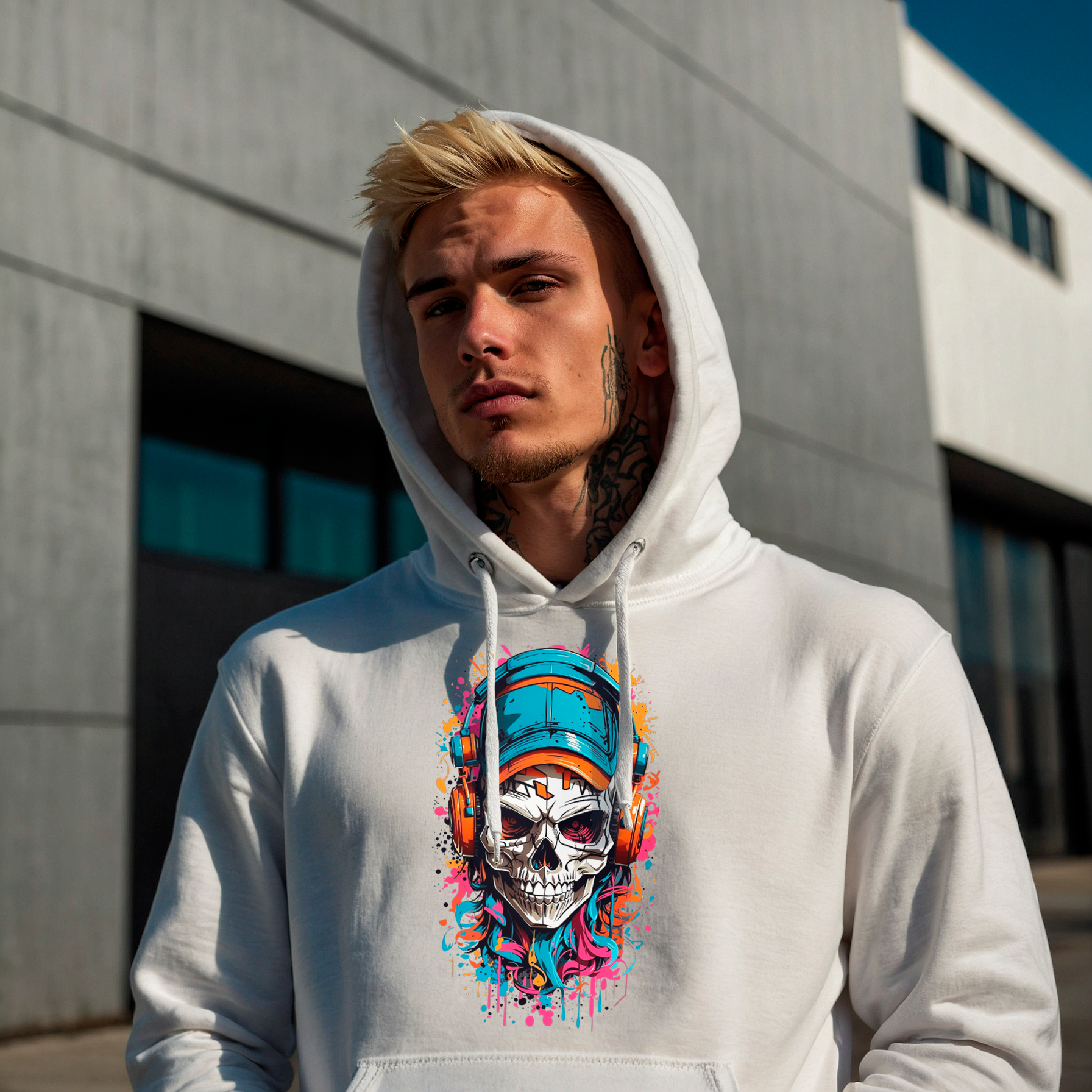 Urban Graffiti Skull Unisex Pullover Hoodie