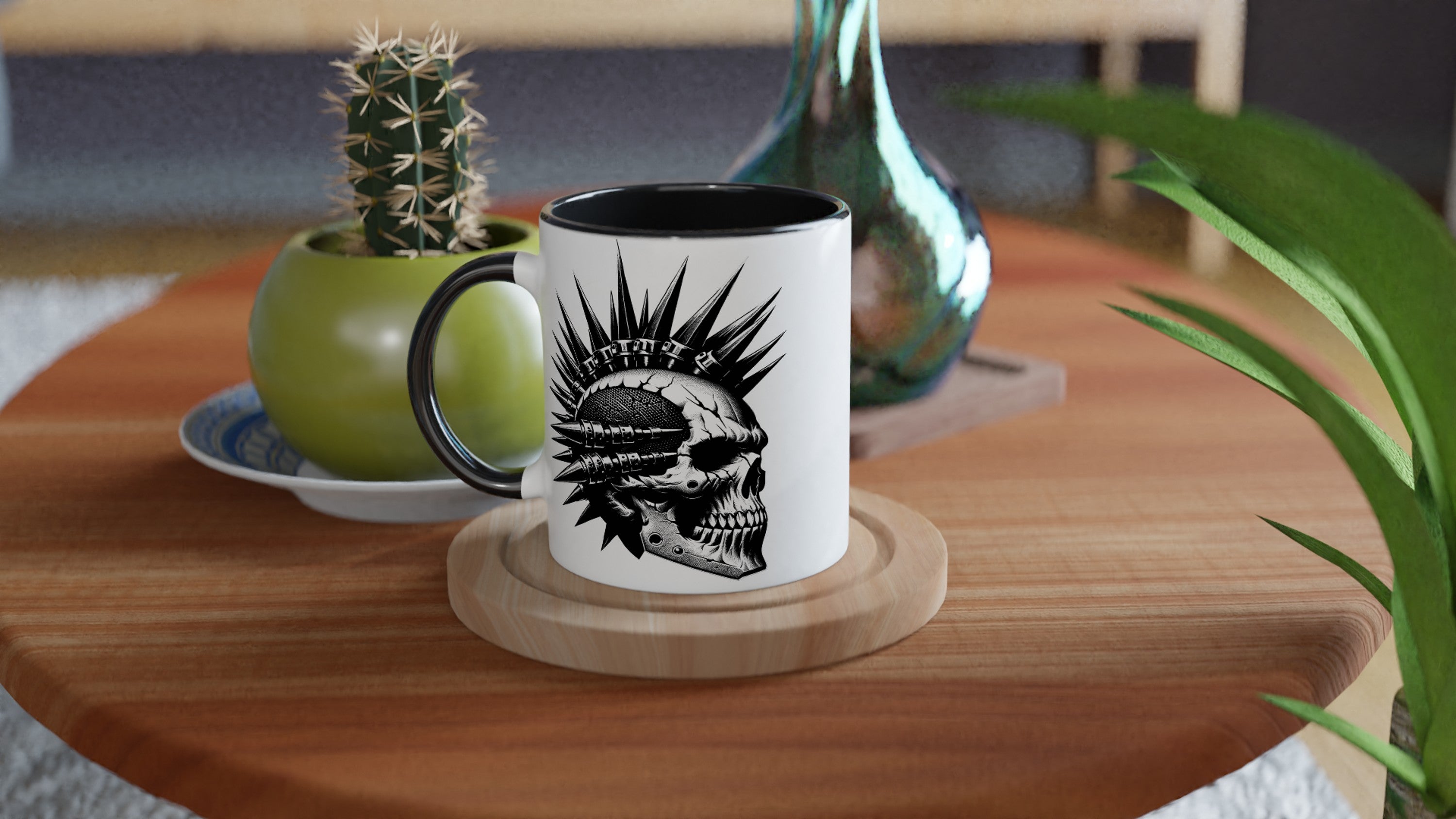 Punk Rock Skull 11oz Ceramic Mug with Color Inside