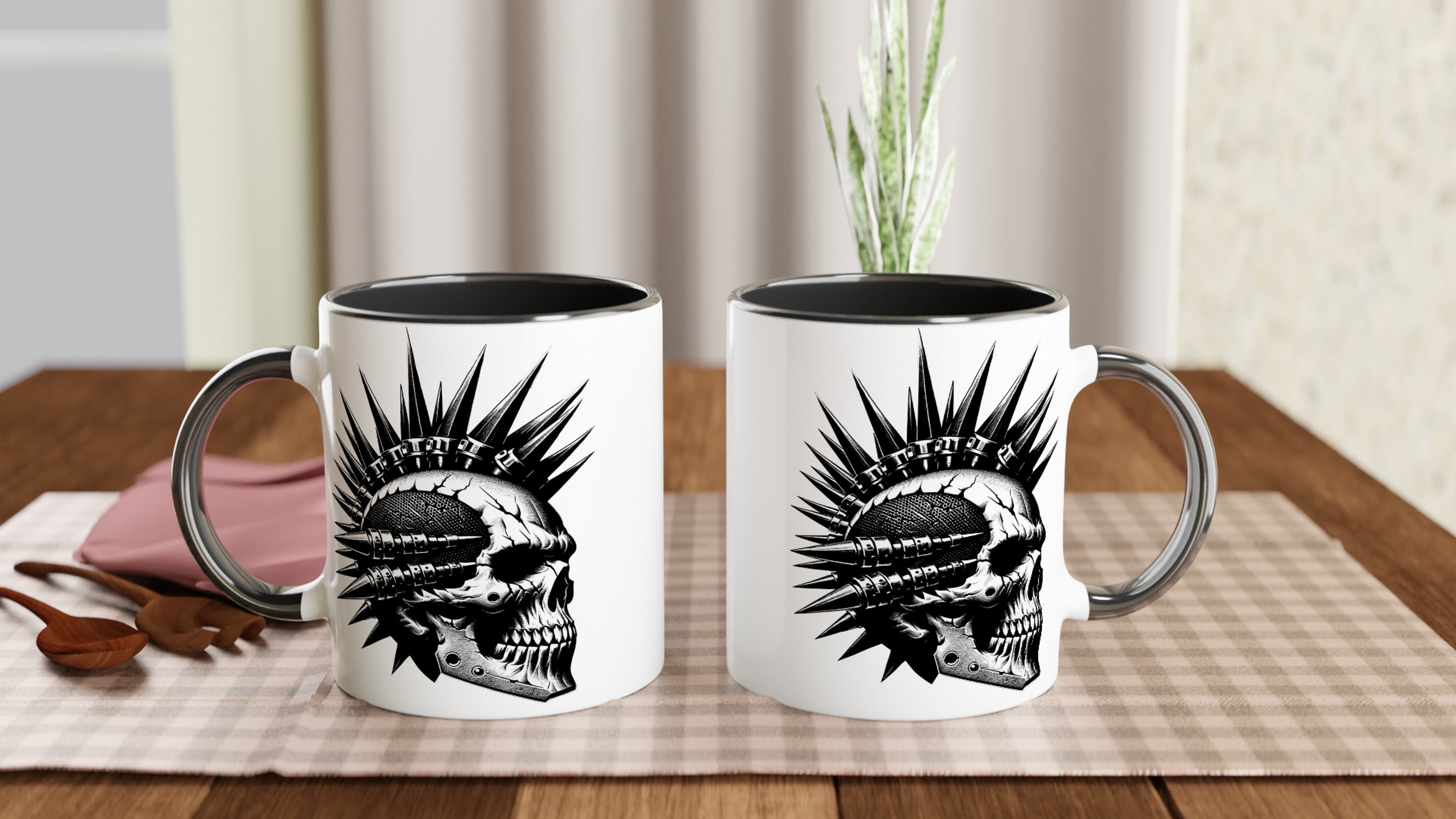 Punk Rock Skull 11oz Ceramic Mug with Color Inside